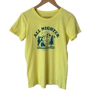 Life is Good All Nighter Camp Crusher Lite T Short Sleeve Yellow Women’s Medium